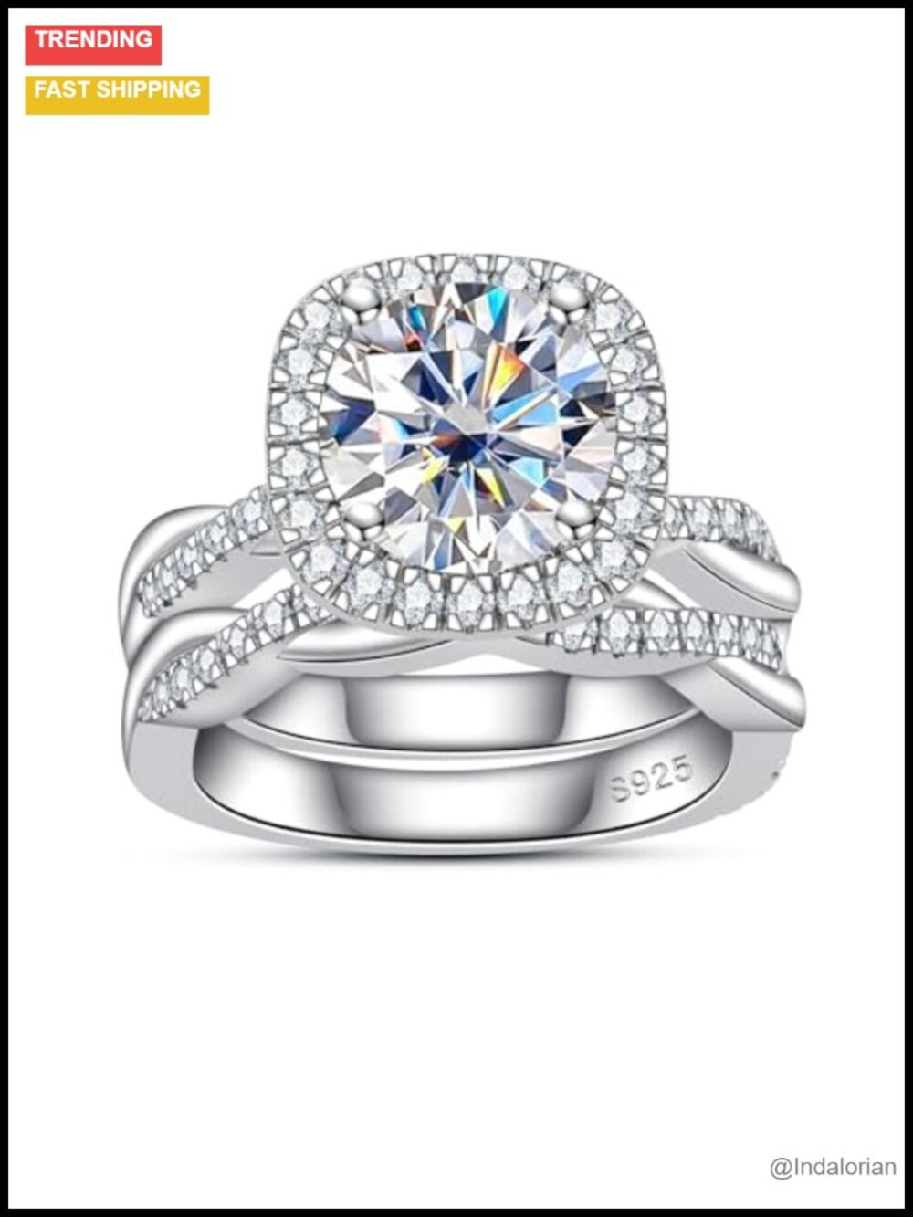 3ct Round Moissanite Bridal Ring Set 925 Sterling Silver Twisted Vine Wedding